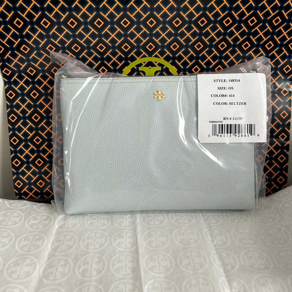 Tory Burch Blake Swingpack Crossbody Bag Seltzer Gold Blue - Picture 10 of 10